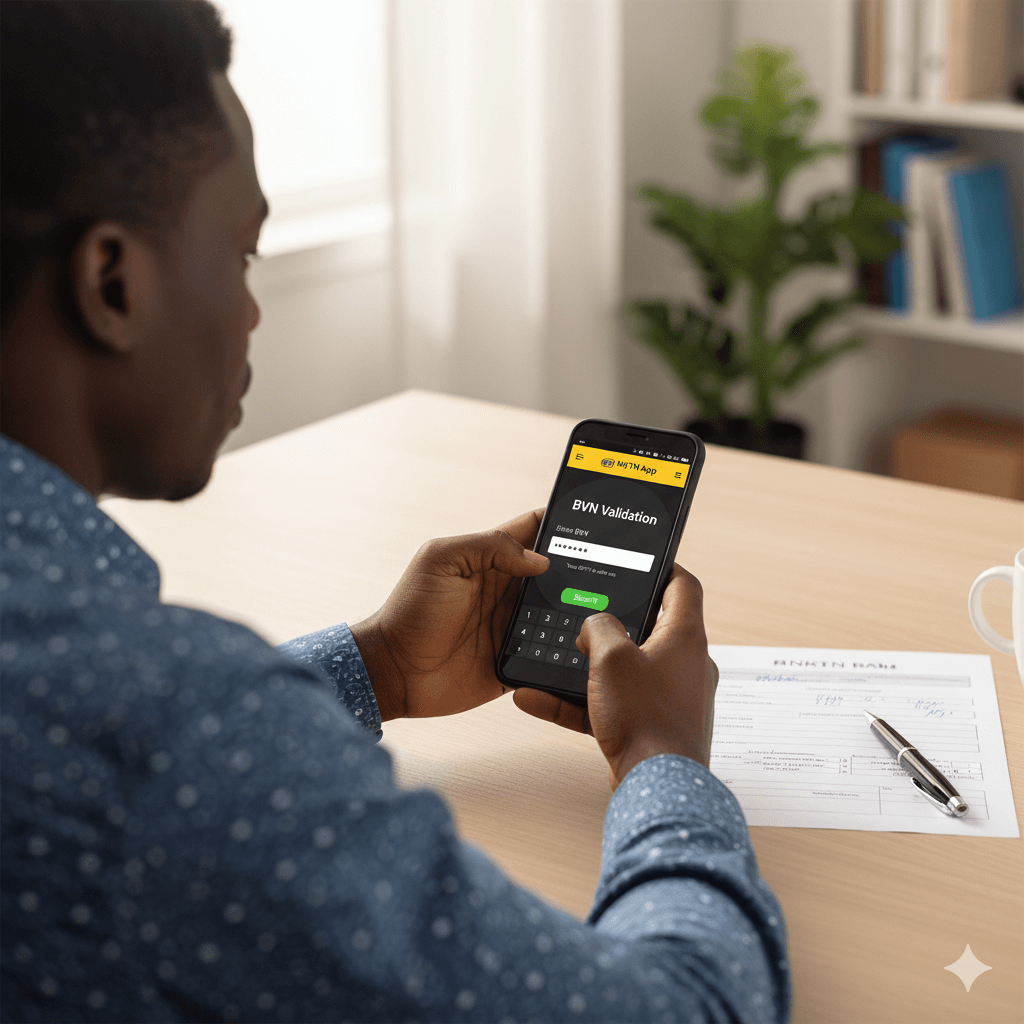 How to get BVN number on MTN displayed on smartphone app screen